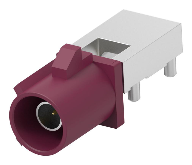TE CONNECTIVITY 2474494-4 RF / Coaxial Connector, Bordeaux Violet, Code D, 1P, FAKRA Coaxial, Right Angle Plug, Solder