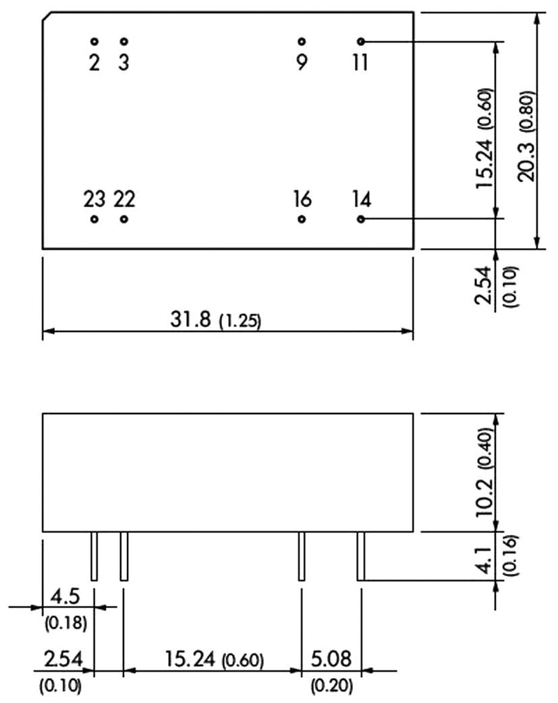 TRACO POWER TEN 6-4811WIN Isolated Through Hole DC/DC Converter, ITE, 4:1, 6 W, 1 Output, 5 V, 1.2 A