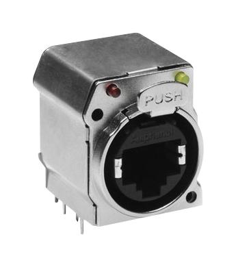 AMPHENOL AUDIO RJX8FB5HGYEB Modular Connector, RJ45 Jack, 1 x 1 (Port), 8P8C, Cat5e, IP40, Through Hole Mount