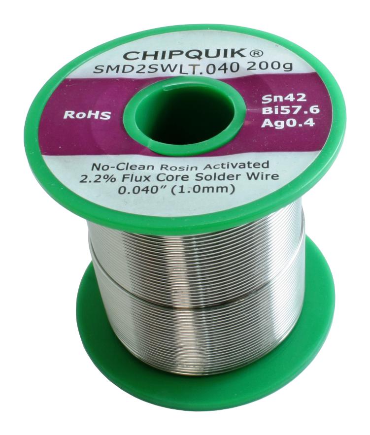 CHIP QUIK SMD2SWLT.040 200G. SN42-BI57.6-AG0.4 2.2 FLUX CORE SOLDER W