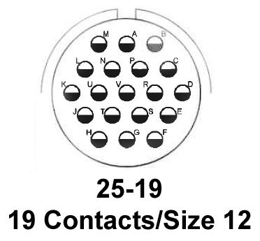 AMPHENOL AEROSPACE D38999/26FJ19SN CIRCULAR CONNECTOR PLUG SIZE 25, 19 POSITION, CABLE