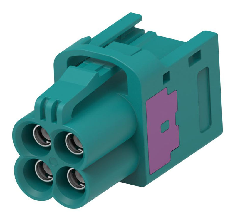 TE CONNECTIVITY 2474521-7 RF / Coaxial Connector, 4Port, Water&nbsp;Blue, Mini FAKRA Coaxial, Straight Jack, Crimp, 50 ohm, RG174