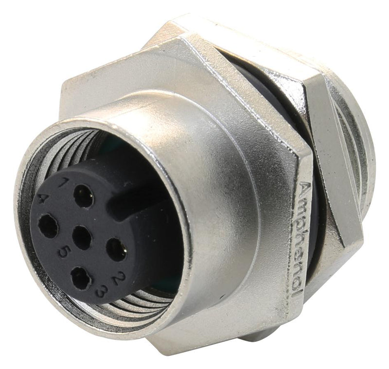 AMPHENOL LTW M12A-04PFFS-SH8001 Sensor Connector, 4 Pole, M12, Receptacle, M Series, M12, Female, 4 Positions, Solder Socket