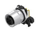 AMPHENOL CONEC 43-01198 Sensor Connector, M12, Female, 5 Positions, PCB Socket, Right Angle Panel Mount
