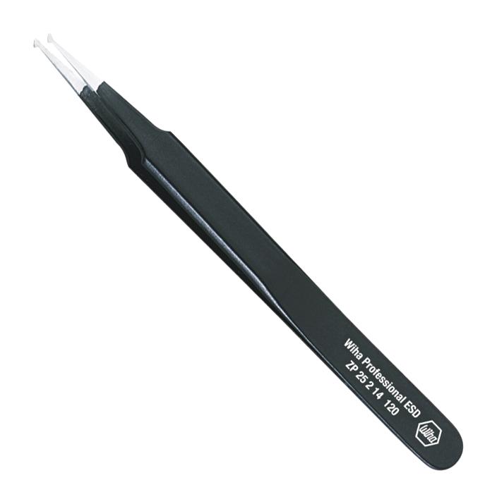 WIHA 32340 Tweezers, SMD Handling/ESD Safe, Style 13, Straight Tip, 120mm OAL, ZP 25 2 14 Series