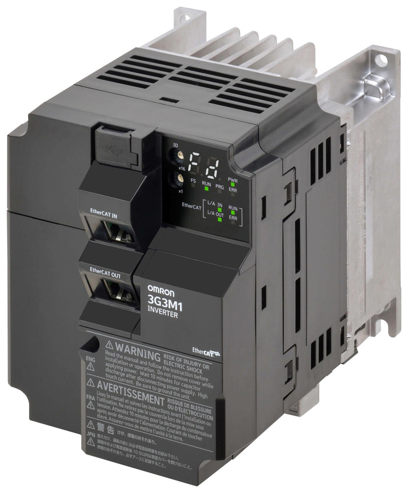 OMRON INDUSTRIAL AUTOMATION 3G3M1-A4004-ECT Variable Speed Drive, 3 Phase, 2.1 A, 380 to 480 VAC, 750 W, IP20, M1 Series