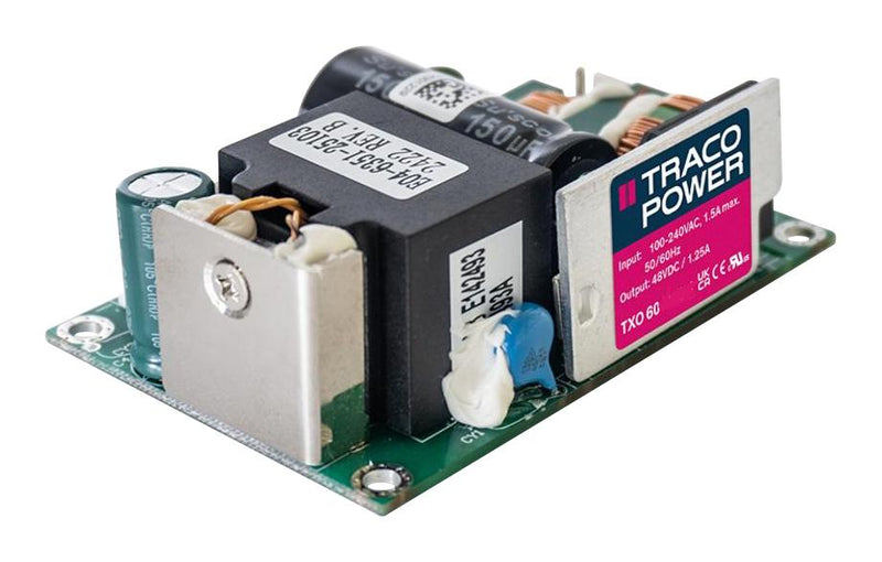 TRACO POWER TXO 60-124-J AC/DC Open Frame Power Supply (PSU), ITE & Industrial, 1 Output, 60 W, 85V AC to 264V AC, Fixed