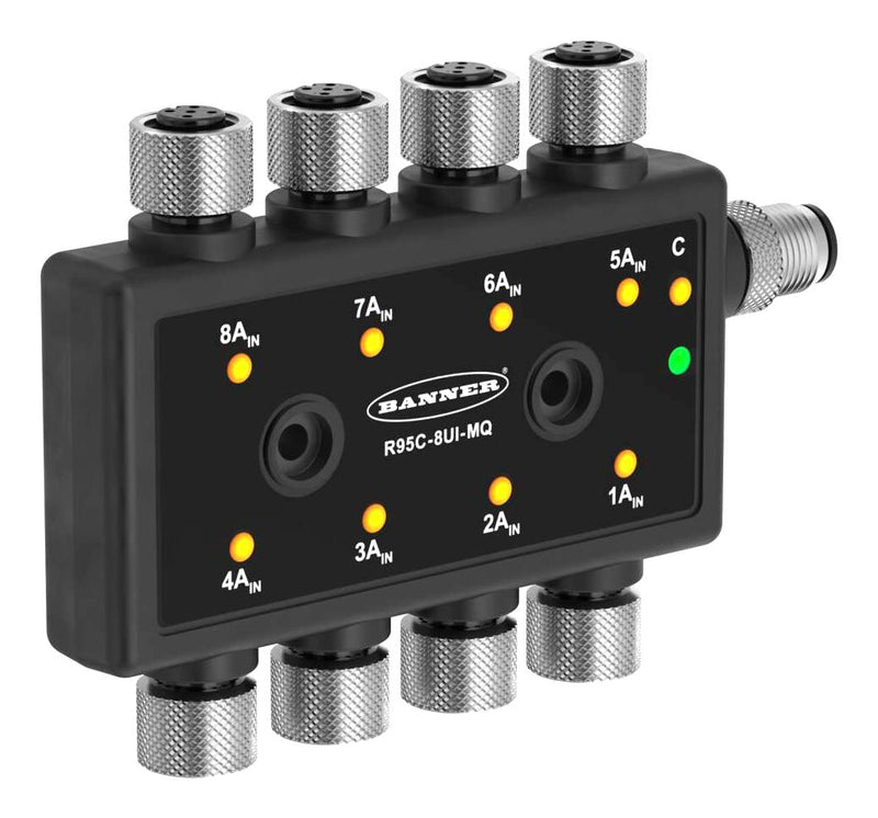 BANNER ENGINEERING R95C-8UI-MQ Signal Converter, Current, Voltage, Modbus, 1 Channels, 30 VDC