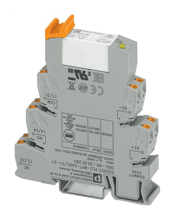 PHOENIX CONTACT 2900330 Power Relay, DPDT, 24 VDC, 6 A, PLC, DIN Rail, Non Latching GTIN UPC EAN: 4046356509893 PLC-RPT- 24DC/21-21