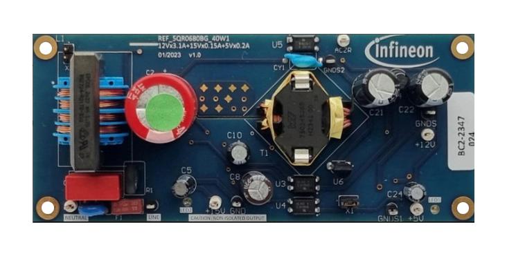 INFINEON REF5QR0680BG40W1TOBO1 Reference Design Board, ICE5QR0680BG, AC-DC Off-Line Converter REF5QR0680BG40W, SP006041487