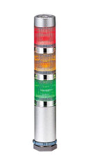 PATLITE MES-302A-RYG Signal Tower, 3 Tier, Amber/Green/Red, Wire Leaded, Continuous, 24 VDC, IP42, MES Series