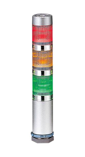 PATLITE MES-302A-RYG Signal Tower, 3 Tier, Amber/Green/Red, Wire Leaded, Continuous, 24 VDC, IP42, MES Series