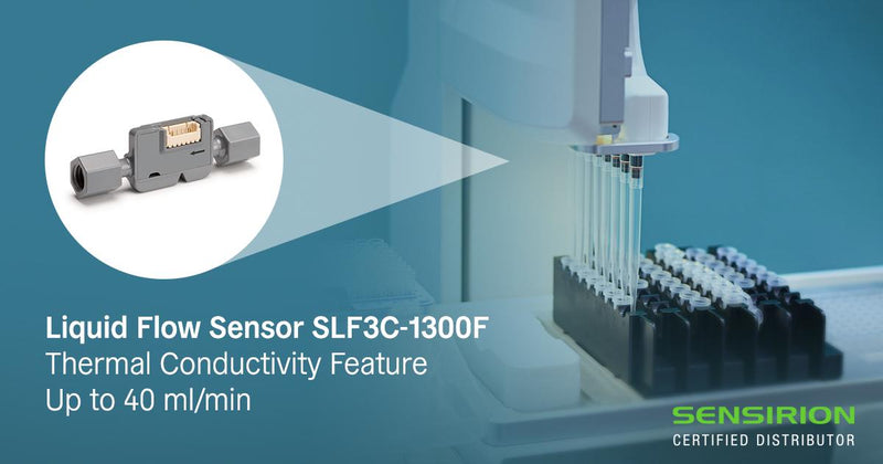 SENSIRION SLF3C-1300F Sensor, Liquid Flow, 0.04 LPM, 12 bar, 10.15 mm, 3.2V to 3.8V, SLF3x Series