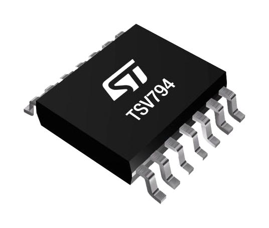 STMICROELECTRONICS TSV794IPT Operational Amplifier, 4 Channels, 50 MHz, 30 V/&micro;s, 2.2V to 5.5V, TSSOP, 14 Pins