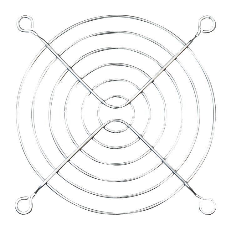 HIGHLAND HIG-W92 Fan Finger Guard, Steel - Wire Form, 92mm Axial Fans, 82.5 mm, Bright Nickel Chrome