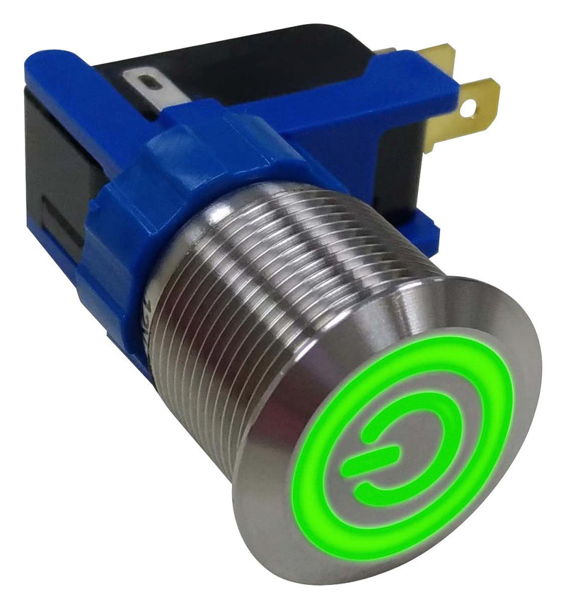 MULTICOMP PRO MP-PB7-06LB22FFPG12V Vandal Resistant Switch, 0.748 ", SPDT, On-On, Round Flat, Natural