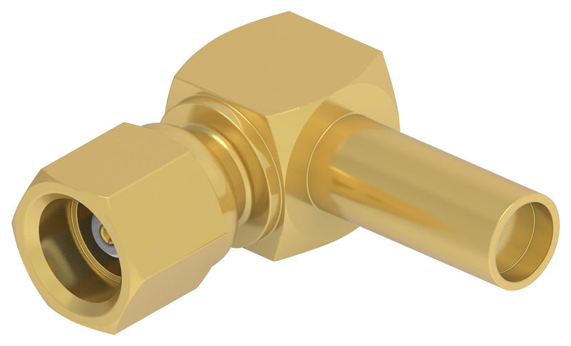 TE CONNECTIVITY 2477172-1 RF / Coaxial Connector, SMC Coaxial, Right Angle Plug, Solder, Crimp, 50 ohm