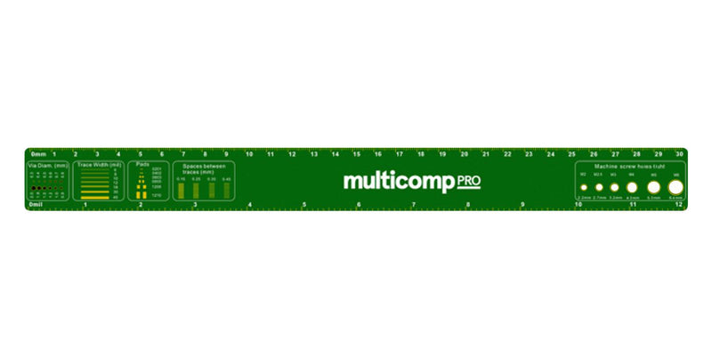 MULTICOMP PRO MP013619 RULER, PCB, FIBERGLASS, GREEN/WHITE TEXT