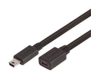 L-COM CSMUMB5X-03M USB Cable, Mini Type B Plug to Mini Type B Receptacle, 300 mm, 11.8 ft, USB 2.0, Black