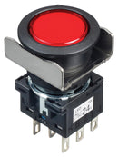 IDEC LB6L-A1T64R Industrial Pushbutton Switch, Flush Silhouette, LB, 18.2 mm, DPDT, Maintained, Round, Transparent