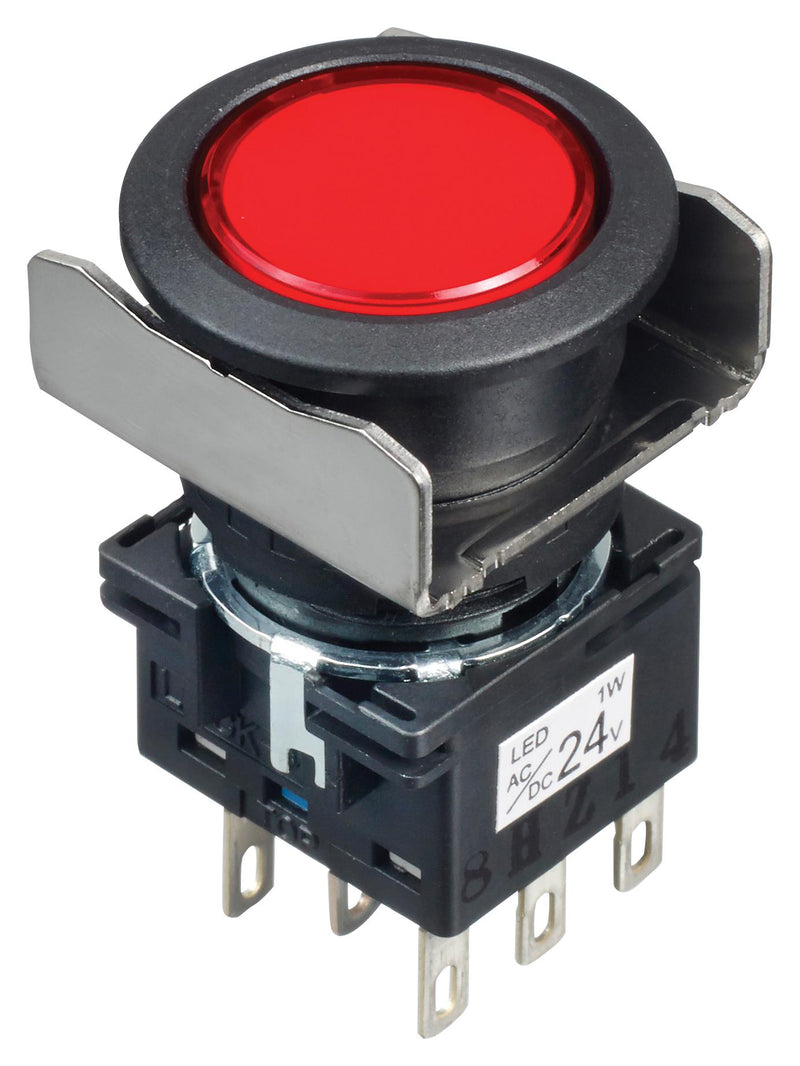 IDEC LB6L-A1T64R Industrial Pushbutton Switch, Flush Silhouette, LB, 18.2 mm, DPDT, Maintained, Round, Transparent