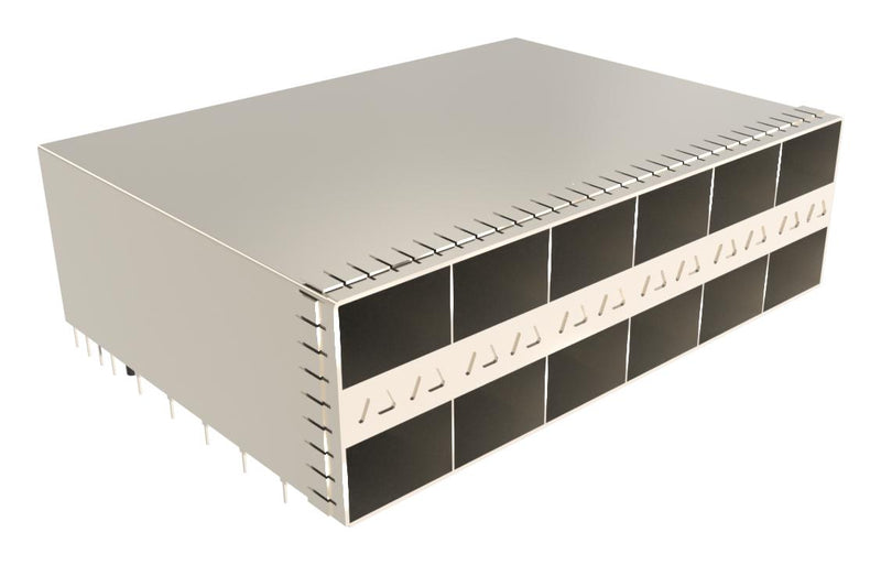 AMPHENOL COMMUNICATIONS SOLUTIONS UE864G162010361 Cage, SFP, 2 x 1 (Stacked), with Heat Sink, with Light Pipe, Press-Fit