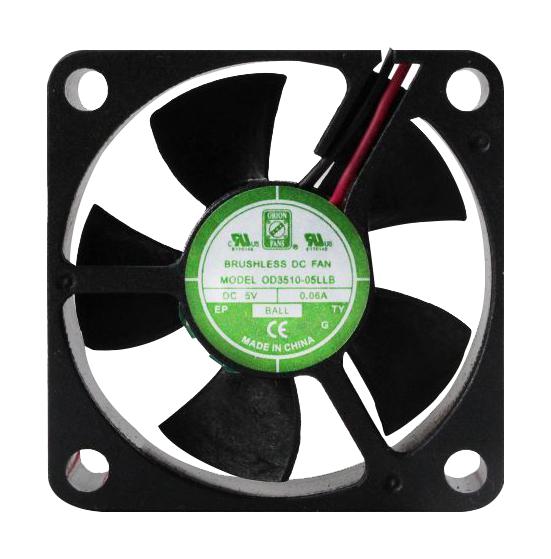 ORION FANS OD3510-12MB DC Axial Fan, 12 V, Square, 35 mm, 10 mm, Ball Bearing, 6 CFM