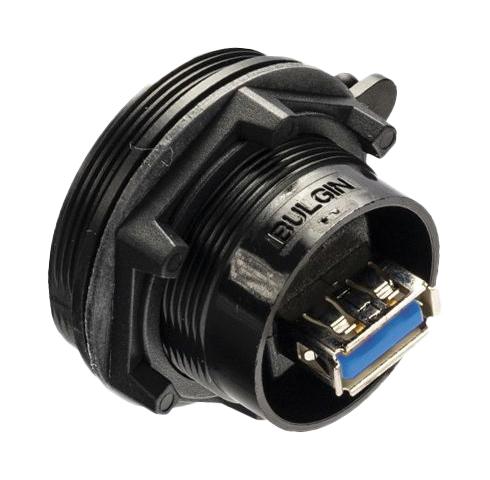 BULGIN LIMITED PX0842/A3 USB Adapter, 9 Contacts, USB Type A Receptacle, Sealed, USB Type A Receptacle, USB 3.0, IP68, IP69K