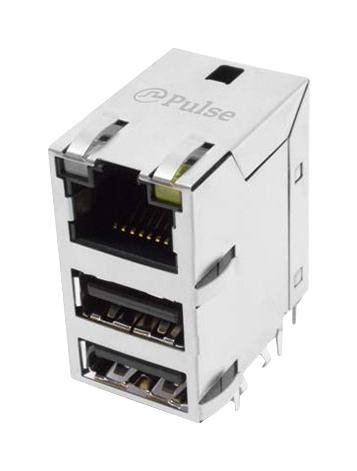 PULSE ELECTRONICS JD4-4003NL Modular Connector, RJ45 Jack with USB, 3 x 1 (Stacked), 8P8C, Cat6, Through Hole Mount