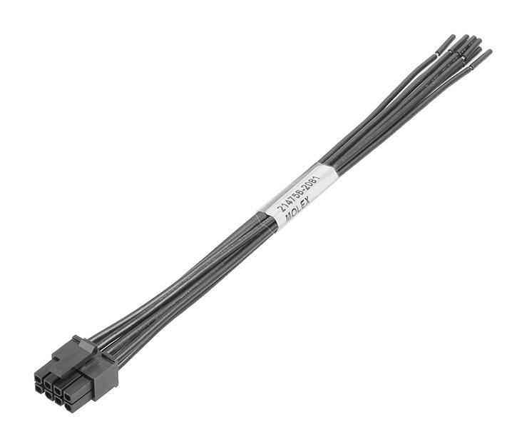 MOLEX 214756-2081 Cable Assembly, Micro-Fit 3.0 Receptacle to Free End, 8 Ways, 3 mm, 2 Row, 150 mm, 5.9 "