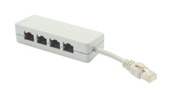 L-COM PMOD4S-1 Splitter, ISDN, 5 RJ45 8x8, Fully Wired, Shielded, with Cable
