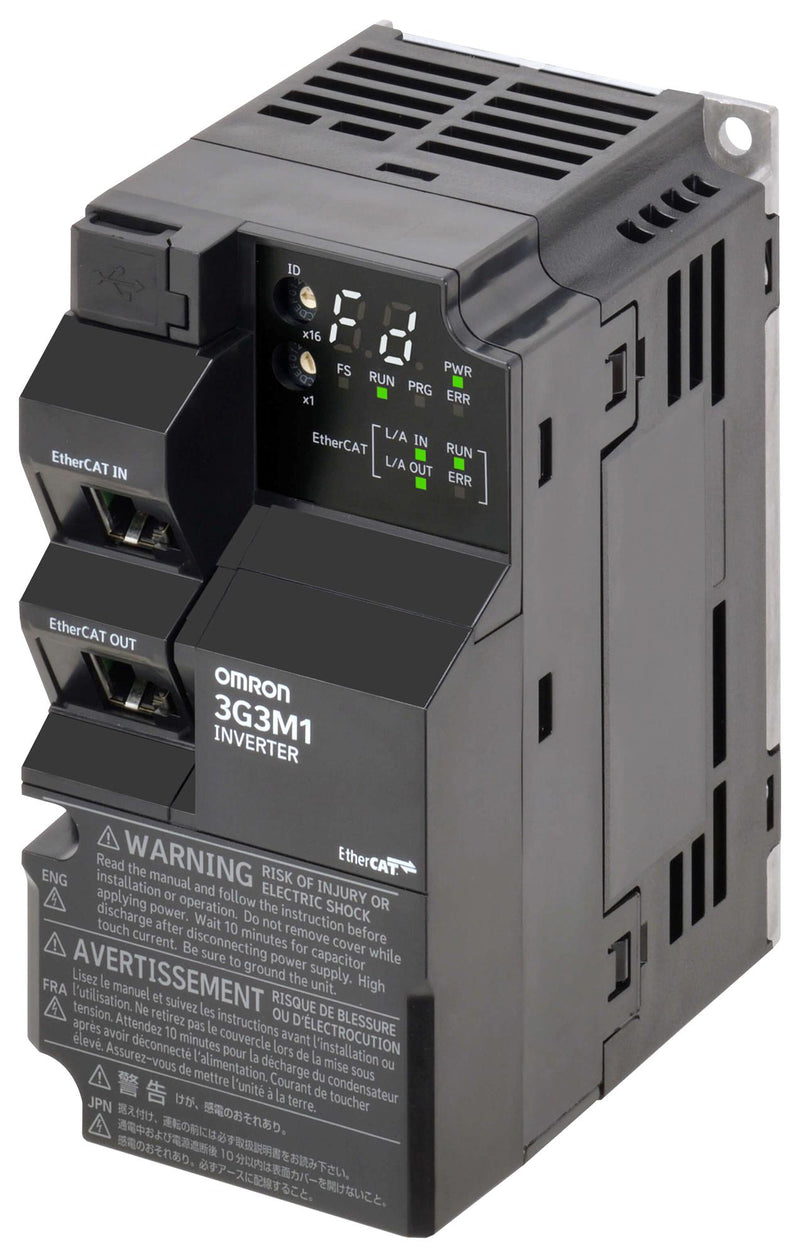 OMRON INDUSTRIAL AUTOMATION 3G3M1-AB004-ECT Variable Speed Drive, 1 Phase, 3.5 A, 200 to 240 VAC, 550 W, IP20, M1 Series