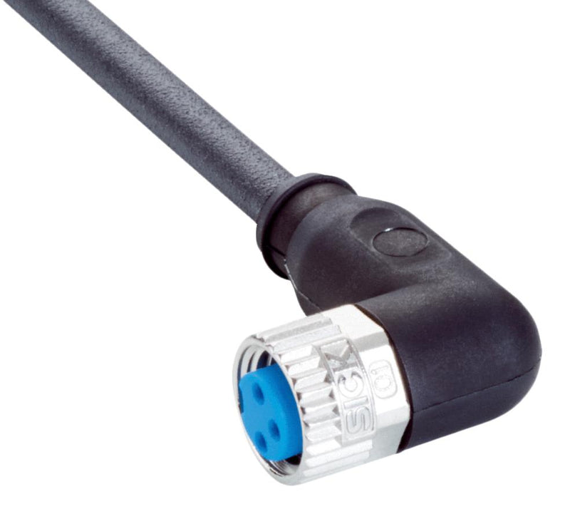 SICK YG8U13-100UA1XLEAX Sensor Cable, A Coded, Black, 90&deg; M8 Receptacle, Free End, 3 Positions, 10 m, 32.8 ft