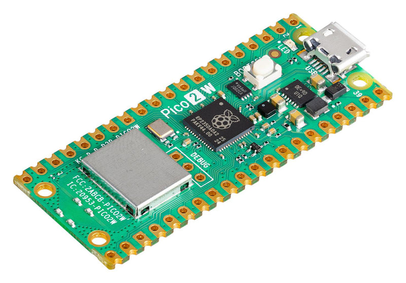 RASPBERRY-PI SC1633 Raspberry Pi Pico 2 W Board, 32-bit ARM Cortex-M33/RISC-V Hazard3, 520KB, 150MHz, Bluetooth 5.2