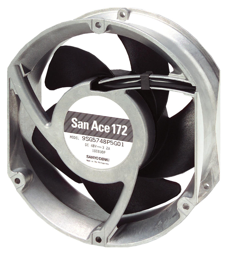 SANYO DENKI 9SG5724P5H61 DC Axial Fan, 24 V, Rectangular with Rounded Ends, 150 mm, 51 mm, Ball Bearing, 410 CFM