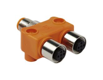 LUMBERG AUTOMATION ASBS 2 M12-5S 1-2 F Sensor Splitter, T - Style, Cable Mount, 5 Position M12 Plug, 4 Position M12 Receptacle 33268