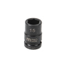 MULTICOMP PRO MP12-CRMO15 Socket, Hex, 15 mm x 38 mm, 1/2" Drive Size, Chromium Molybdenum Steel, DIN3121, Auto Repair