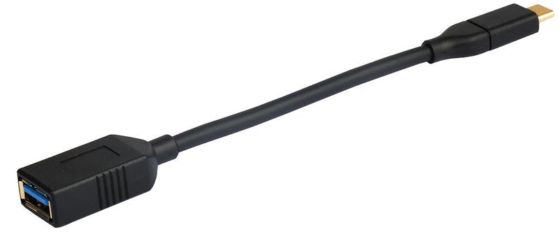 PRO SIGNAL PSG91481 USB Cable, Type C Plug to Type A Receptacle, 150 mm, 0.49 ft, USB 3.1, Black