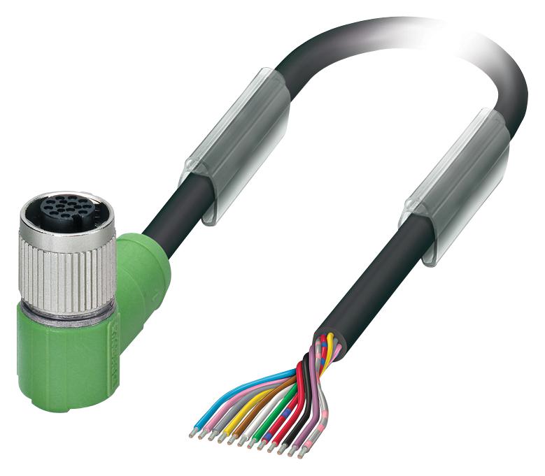 PHOENIX CONTACT 1430679 Sensor Cable, 90&deg; M12 Receptacle, Free End, 12 Positions, 5 m, 16.4 ft 1430679, SAC-12P- 5,0-PUR/FR SCO