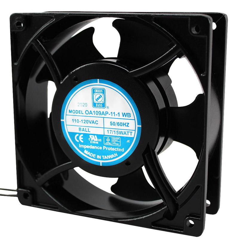ORION FANS OA109AP-11-1WB AC Axial Fan, 115V, Square, 120 mm, 38.5 mm, Ball Bearing, 110 CFM