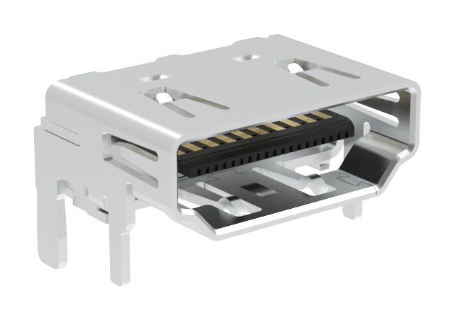 AMPHENOL COMMUNICATIONS SOLUTIONS G45AA1912100B1EU HDMI Connector, 19 Contacts, Receptacle, PCB Mount, Surface Mount Right Angle