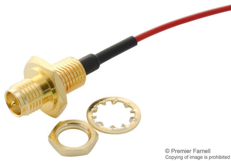 MULTICOMP PRO MC001496 RF Coaxial Cable Assembly, Red 1.37mm, IP67 RP SMA B/H Jack U.F.L. Plug, 150mm