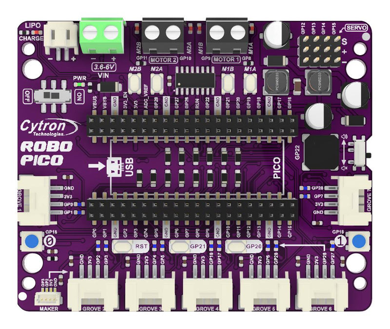 CYTRON ROBO-PICO Robotic Kit, Raspberry Pi Pico/Pico W Board