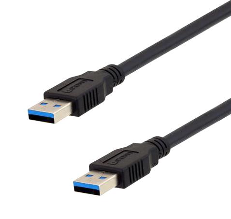 L-COM U3A00007-1M USB Cable, Type A Plug to Type A Plug, 1 m, 3.3 ft, USB 3.0, Black
