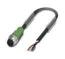 PHOENIX CONTACT 1668043 Sensor Cable, 4 Pos, M12 Plug, Free End, 4 Positions, 1.5 m, 4.9 ft 1668043, SAC-4P-M12MS/ 1,5-PUR