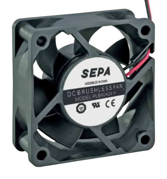 SEPA PLB60A24A24SE16A DC Axial Fan, 24 V, Square, 60 mm, 25 mm, Ball Bearing