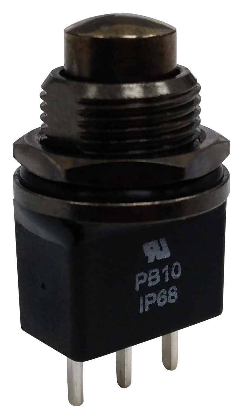 MULTICOMP PRO MP-PB10-CBB2QE-4 Pushbutton Switch, 11.9 mm, SPDT, On-(Off), Round, Black
