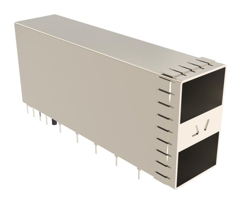 AMPHENOL COMMUNICATIONS SOLUTIONS UE864T862020361 Cage, SFP, 2 x 8 (Stacked), with Heat Sink, with Light Pipe, Press-Fit