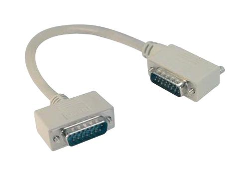 L-COM CSMNRA15-1MM-5 Computer Cable, D Subminiature Plug, 15 Way, D Subminiature Plug, 15 Way, 90&deg;, 5 ft, 1.5 m