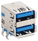 MOLEX 48406-0003 USB Stacked Connector, USB Type A, USB 3.0, 9 Ways, Right Angle, Copper Alloy